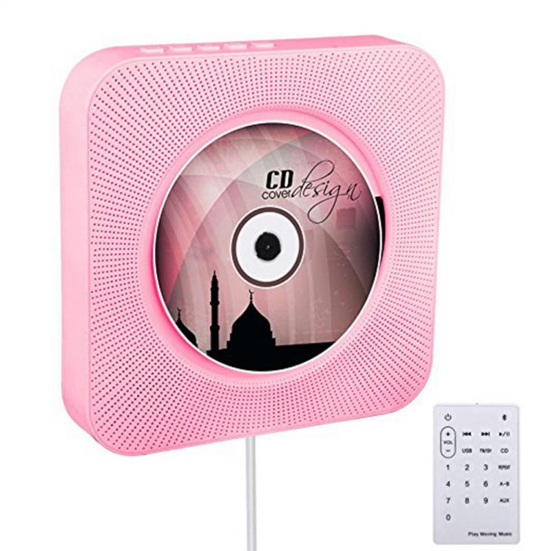 Wall Mountable CD Player USB Bluetooth Home Audio Boombox CD Music Player with Remote Control Built-in HiFi Speakers FM Radio: 03 pink