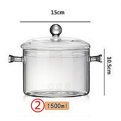 Glass Cooker kitchen 1000ML 1350ML 1500ML Silicon open flame straight pot electric ceramic stove heating glass pot with lid: with two ears 15cm