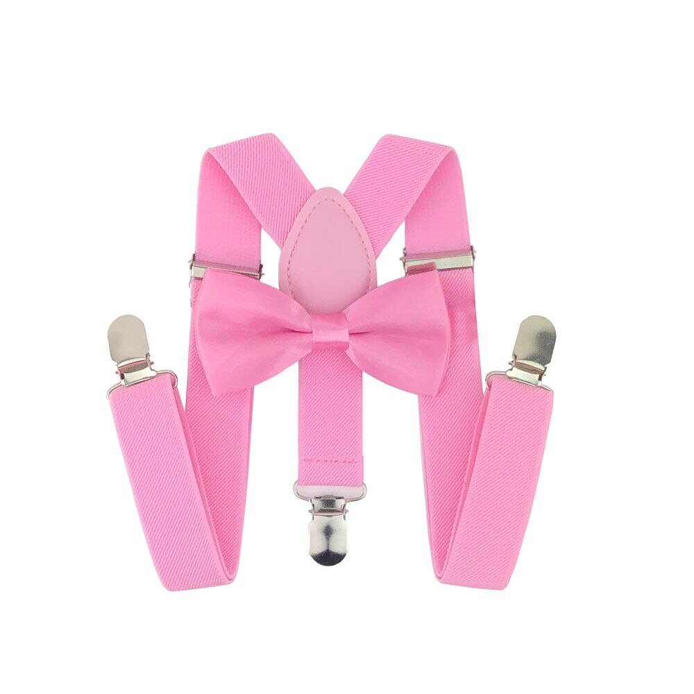 AEbone Bow Tie Suspenders for Children Pink Bowtie Braces Girls Baby Boys Tirantes Para Bebe Wedding Party Sus38: pink