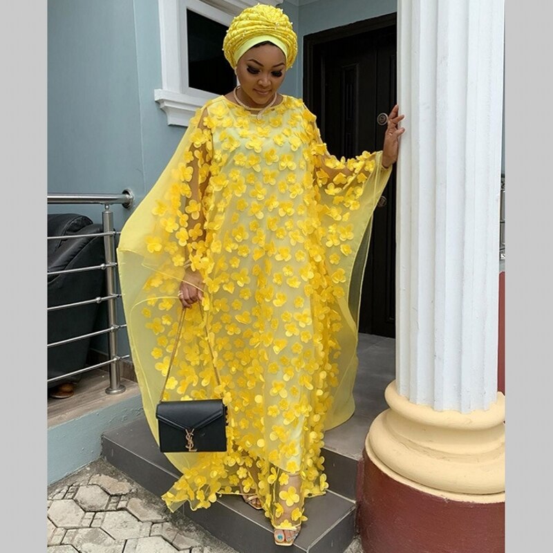 No Headscarf Super Size White African Dress For Women African Women Dashiki Loose Embroidery Long Dress African Clothes
