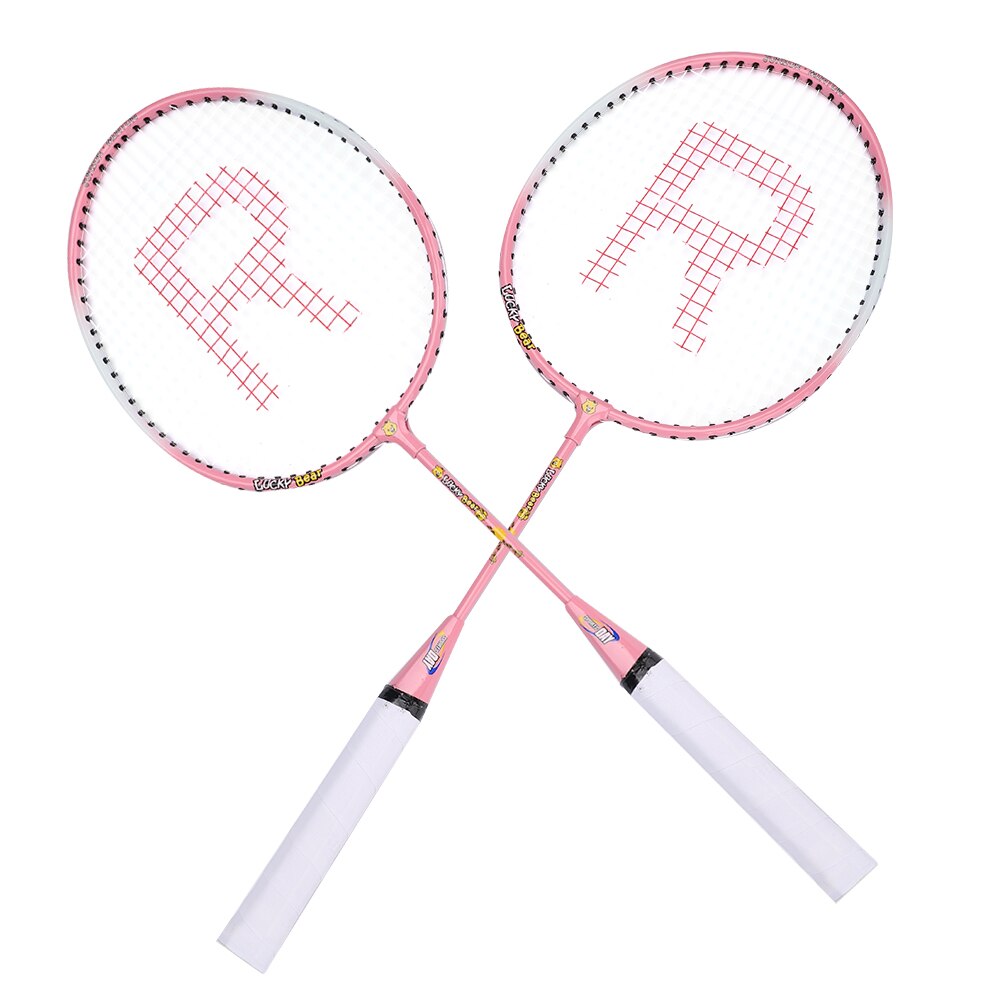 Badminton Rackets Light Weight Ferroalloy Badminton Rackets For Kids Teenager Cartoon Badminton Racket: Pink