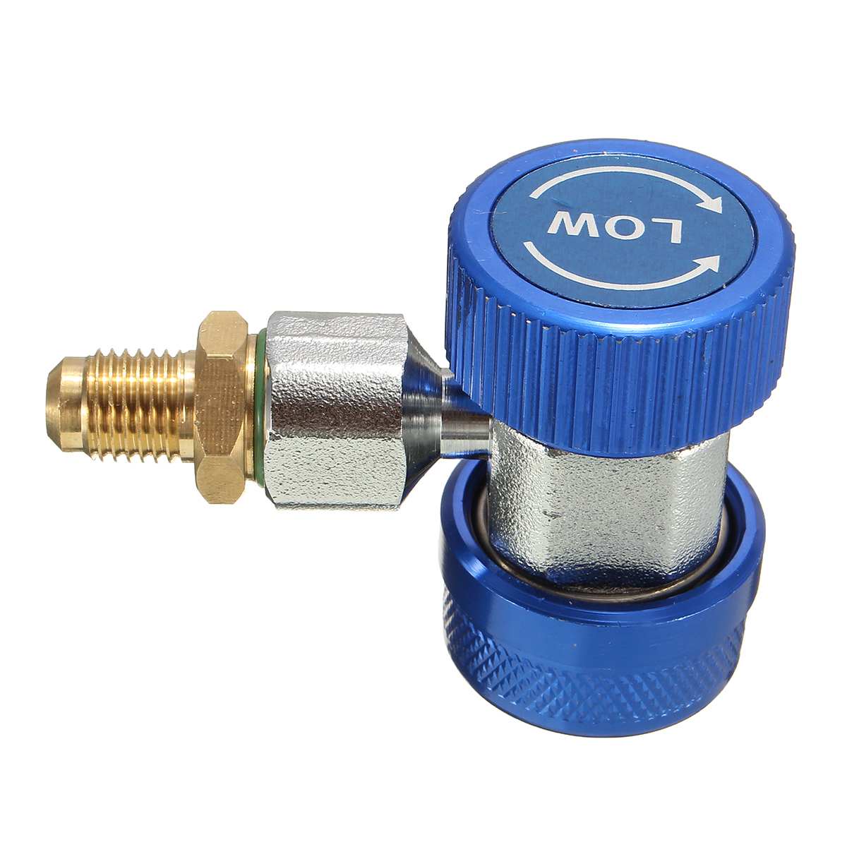 Low/High R134a Quick Connect Adapter Quick Coupler 90 Degree Valve Core Brass Adapter for A/C Manifold Gauge: blue low