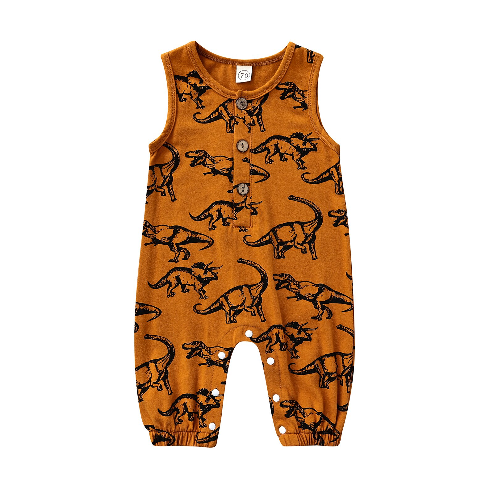 Kleinkind Baby Mädchen Jungen unisex lässig Strampler, Karikatur Dinosaurier Gedruckt Ärmelloses Lange Overall, Ingwer Sommer Outfits