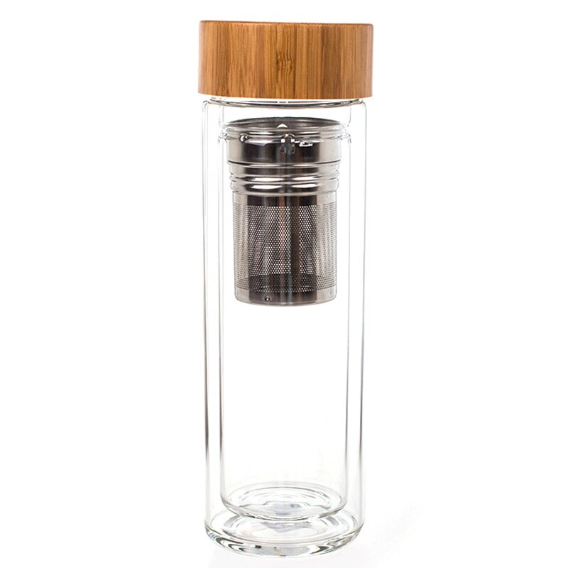Rejsedrikke bærbar dobbeltvægs glas teflaske te infusionsglas tumbler rustfrit stål filtrerer tefilteret: Default Title