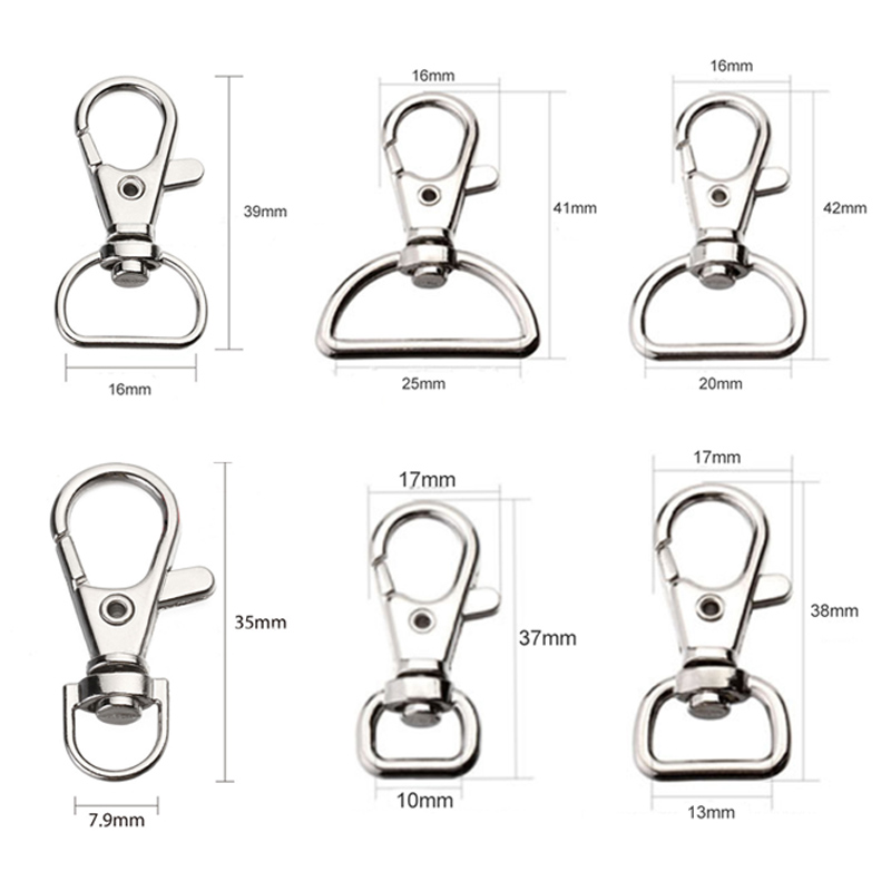 10 st kläder sömnad tyg karbinhake lanyard pyssel metall vridbar avtryckare utomhus ryggsäck väska delar 6 storlekar hummer lås