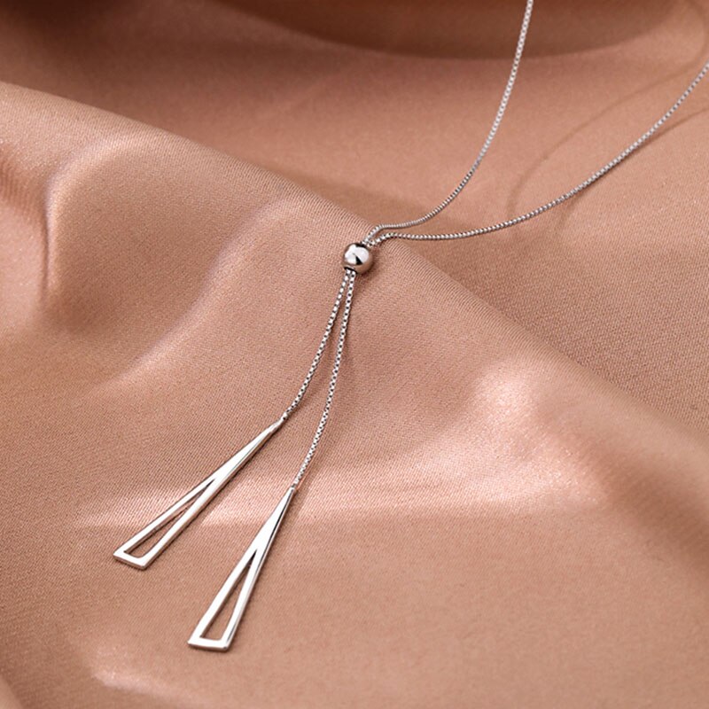 Foxanry 925 Stempel Sleutelbeen Keten Ketting Ins Trend Elegante Geometrische Kwastje Party Sieraden Creatieve Accessoires