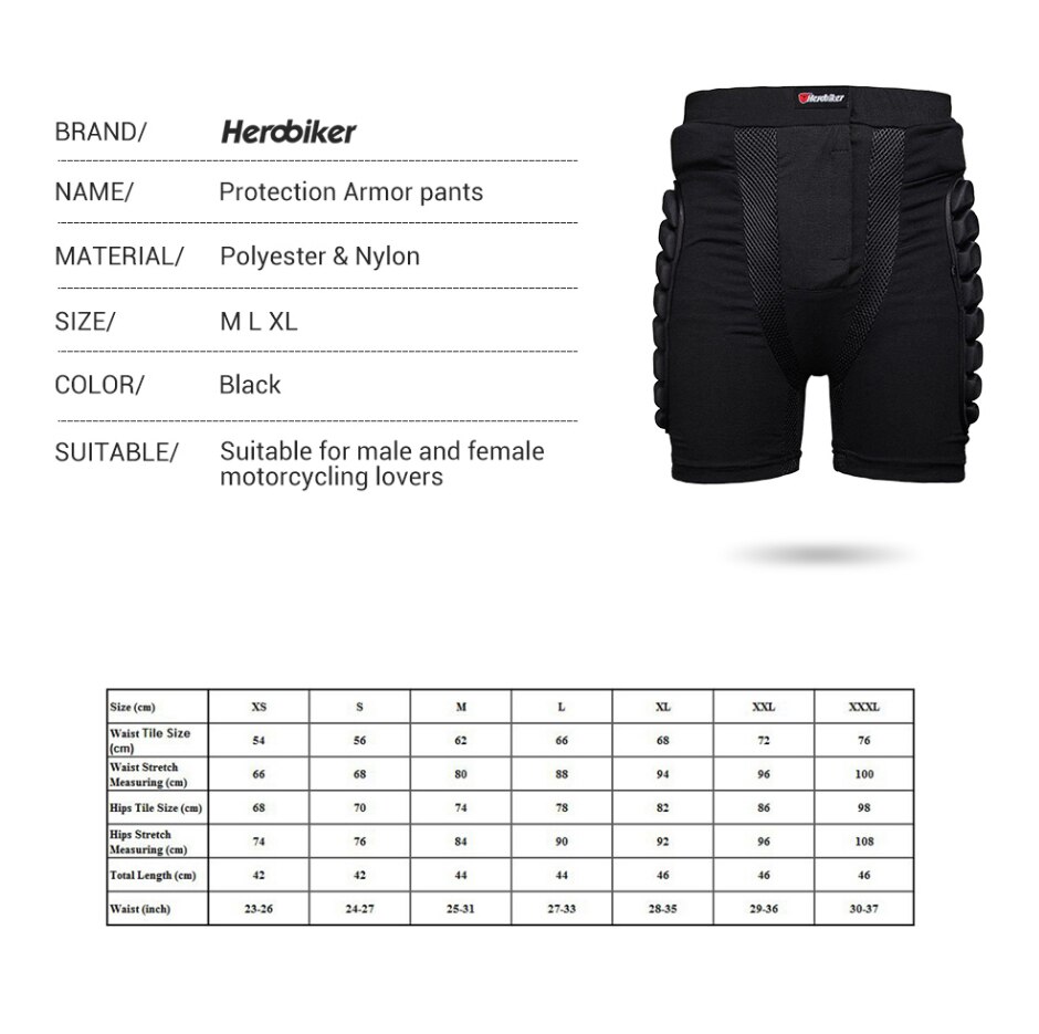 HEROBIKER-pantalones cortos de motocicleta para deportes al aire libre, Protector de cadera, Armadura de esquí, Snowboard, Skate, pantalones cortos de Motor