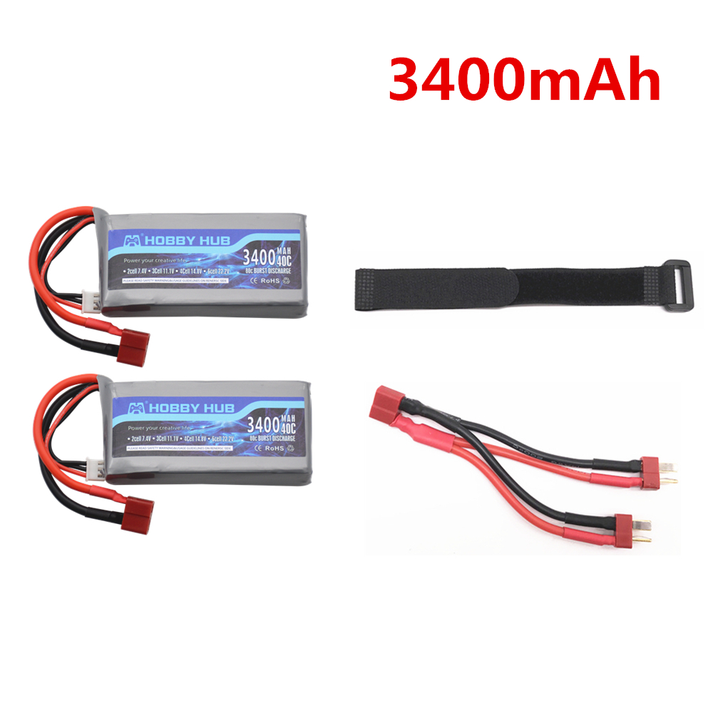 Upgrade 3400 mah 7.4v lipo batterijladerset voor wltoys 12428 12423 rc vierwielige rc-voertuigauto voor feiyue 03 q39 rc onderdelen