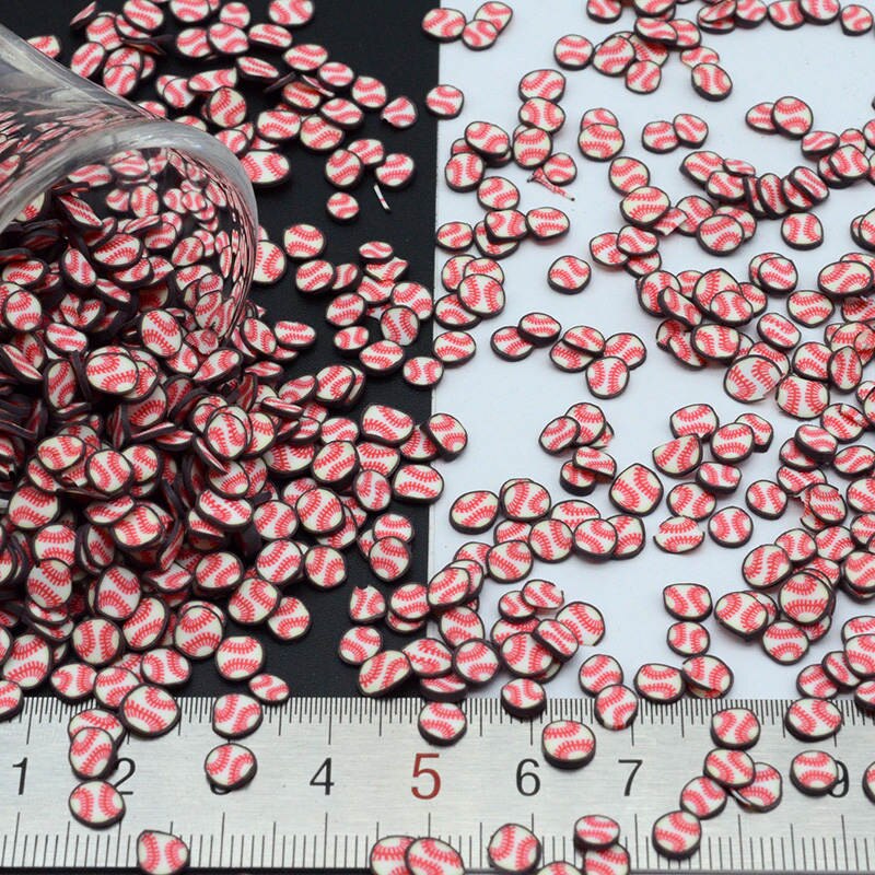 10 g/partia glina polimerowa baseball piłka nożna posypka piękny konfetti robić wyrobu rzemiosła, DIY: 5mm baseball 100g