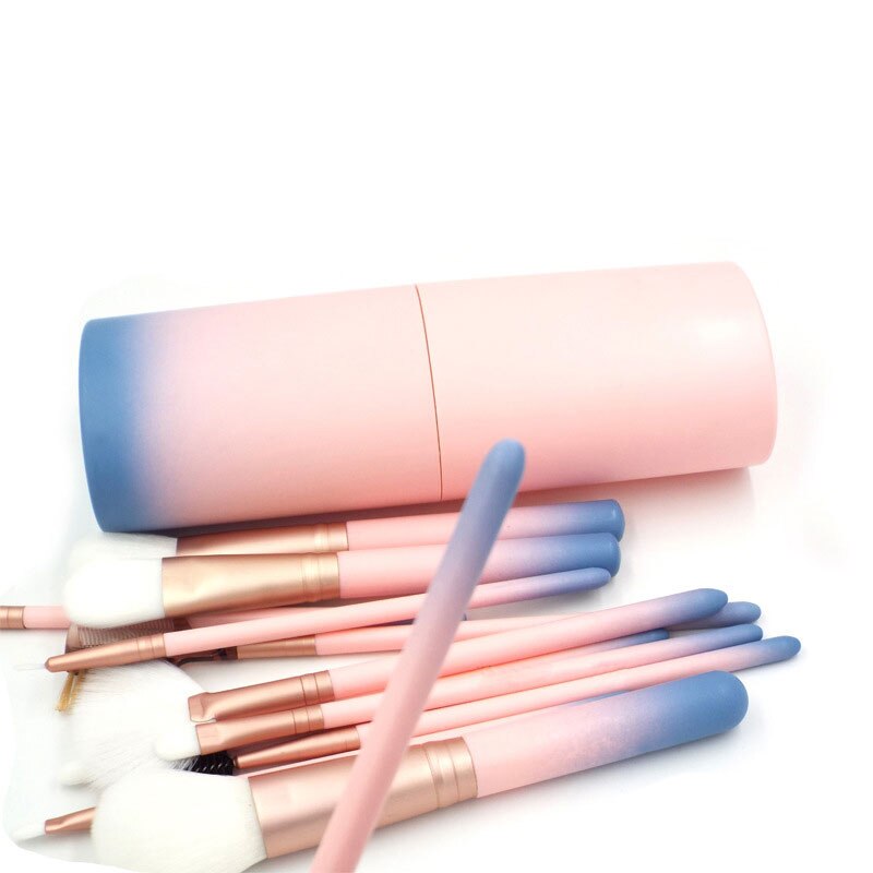 Hos præfessionel 12 stk makeup børste sæt kosmetiske børster makeup værktøjssæt med kopholder kuffert