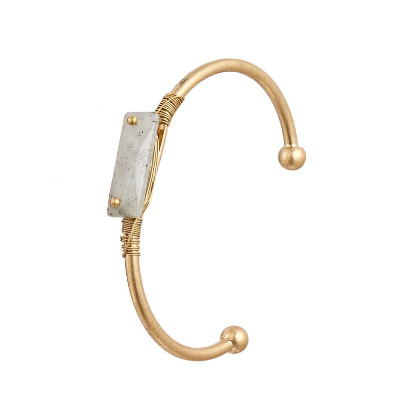 YMYW Natürliche Stein Vintage Charme Kupfer Offene Manschette Armbänder Armreif Für Frauen Gold Armband Partei Schmuck Zubehör: Default Title