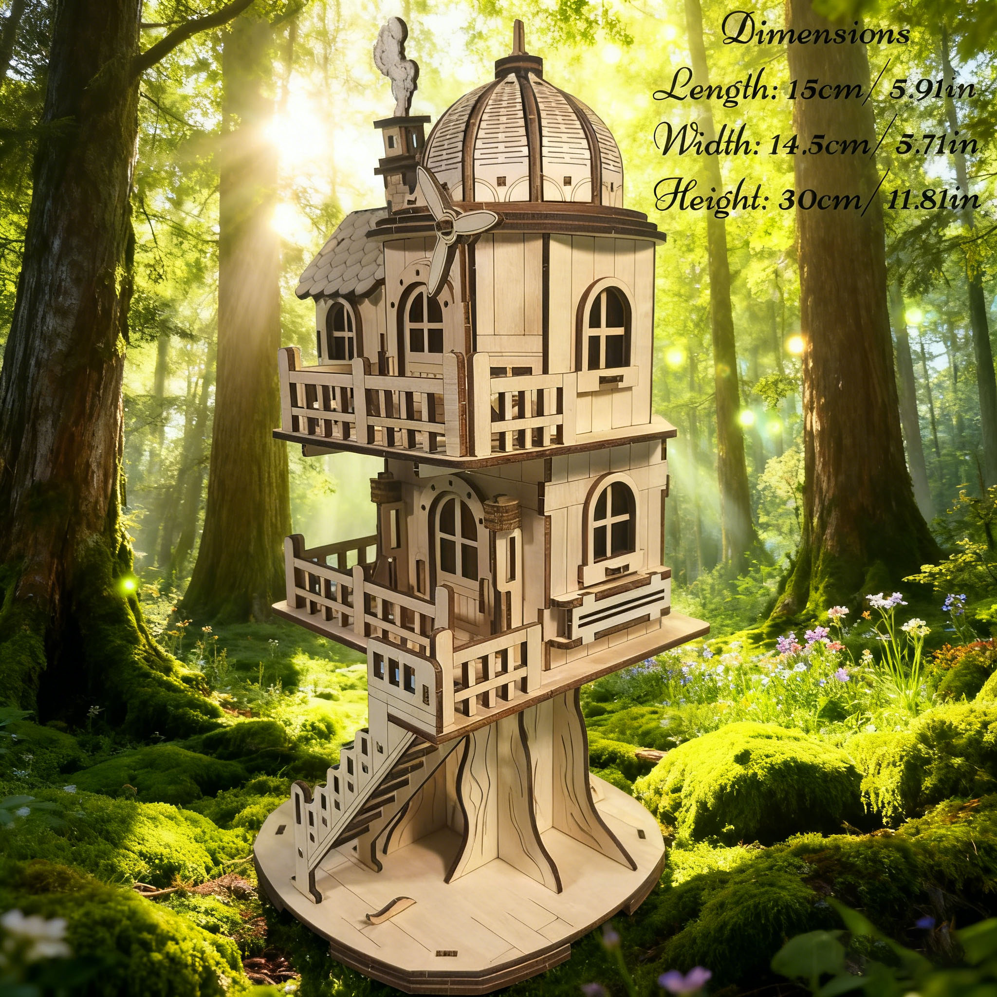 Wooden Treehouse 3D Puzzle Model DIY Construction Kit Treehouse Building Set Home Decor Handcrafted Model