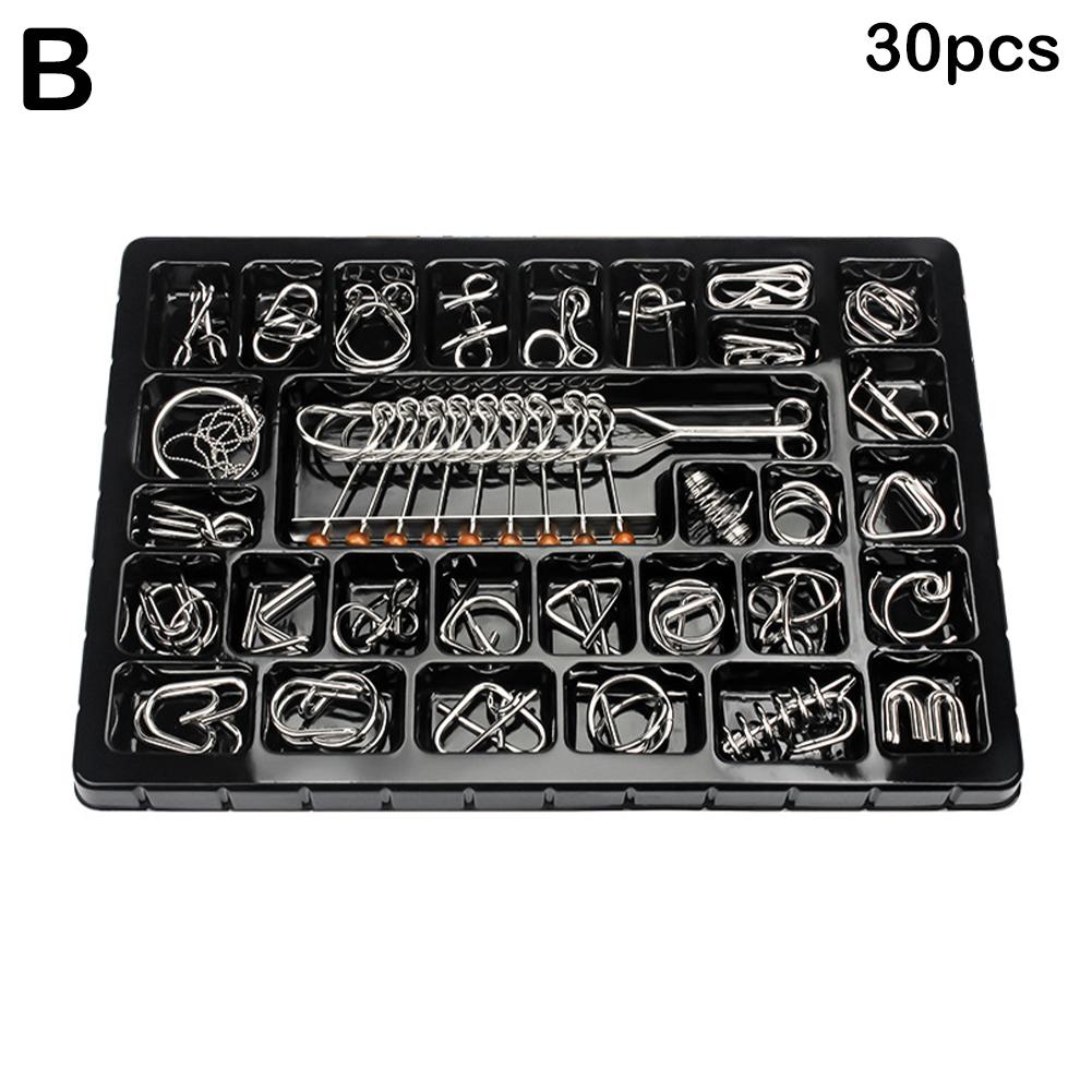 Luban Lock Educational Intellectual Toys IQ Toys Metal Puzzle Brain Teaser Metal Wire Puzzles Magic Trick Toy Untie Key Lock: black