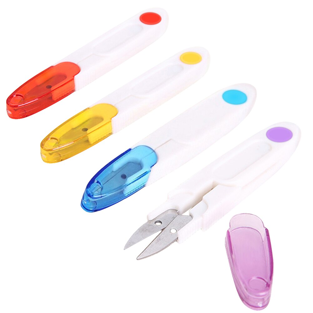 Stainless Steel Cross Stitch Scissors With Cover Snip Thread Cutter Home Garden Arts Crafts U Type Scissors Sewing Tools