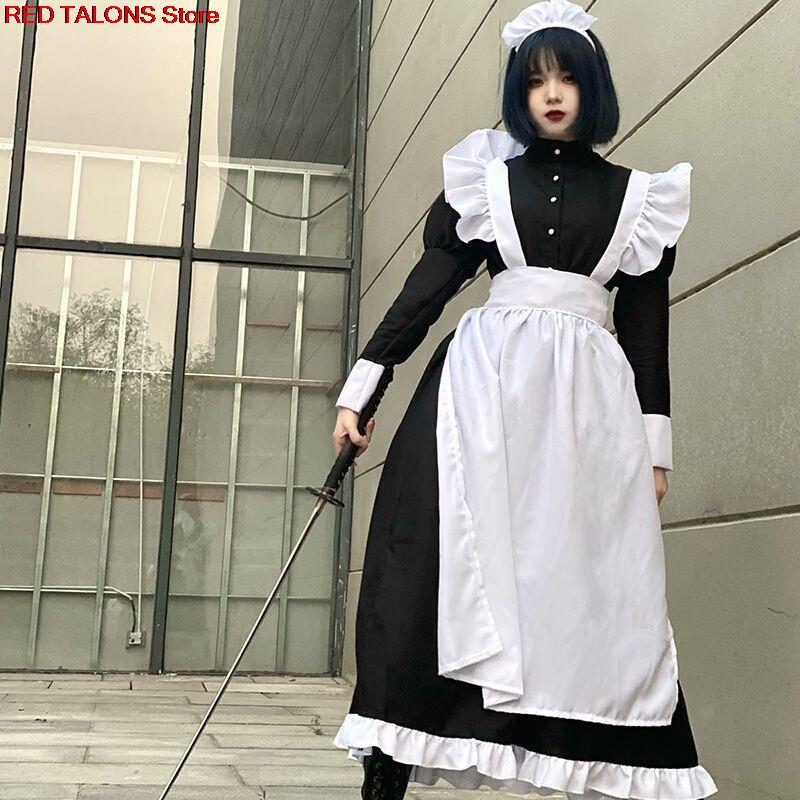 Traje de sirvienta de Anime para hombre, Cosplay de sirvienta de cafetería, uniforme japonés, bonito vestido de Lolita, traje gótico blanco y negro
