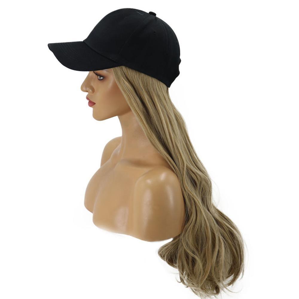 8 farver justerbare hatte til kvinder med bølget hårforlængelse med alt-i-en kvindelig baseball hat til sort kasket