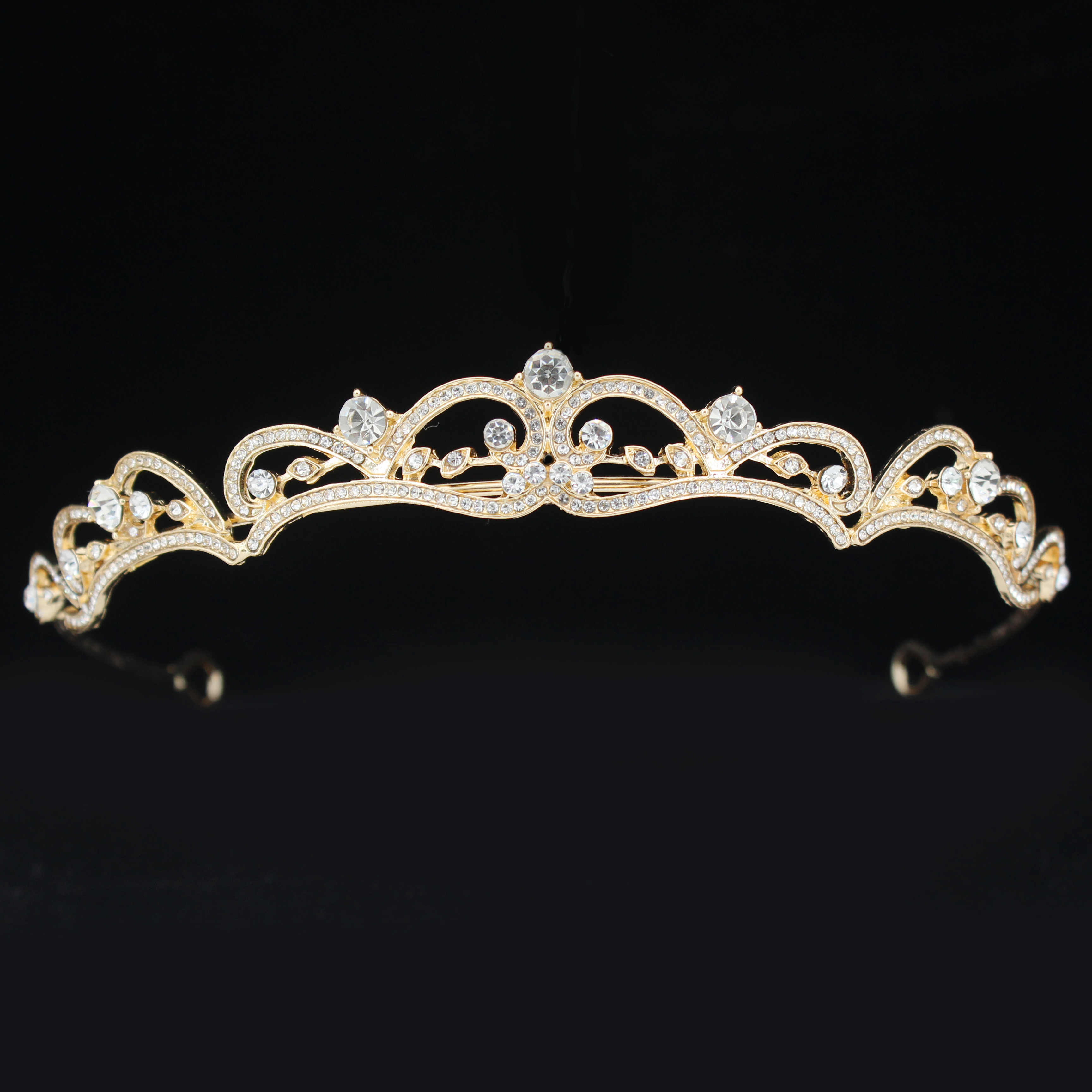 Guldfärgad kristall strass krona och tiara bröllop hårsmycken accessoarer för kvinnor brudtiaror huvudbonad flickor pannband: Antik silverpläterad