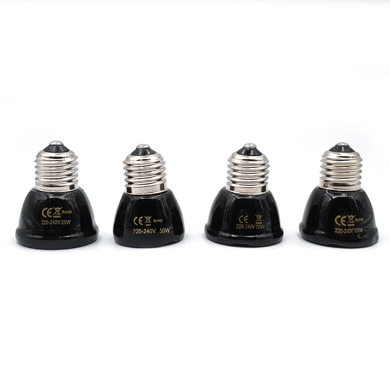 E27 25w 50w 75w 100w kæledyr varmelampe sort infrarød keramisk emitter varmepære kæledyr ruger krybdyr lampe 220-230v