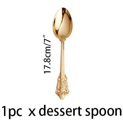 1pc Hochzeit Besteck GoldenVintage Messer Gabel Löffel Edelstahl Gold Geschirr einstellen Westlichen retro Weihnachten Geschirr: 17.8 Nachtisch Löffel