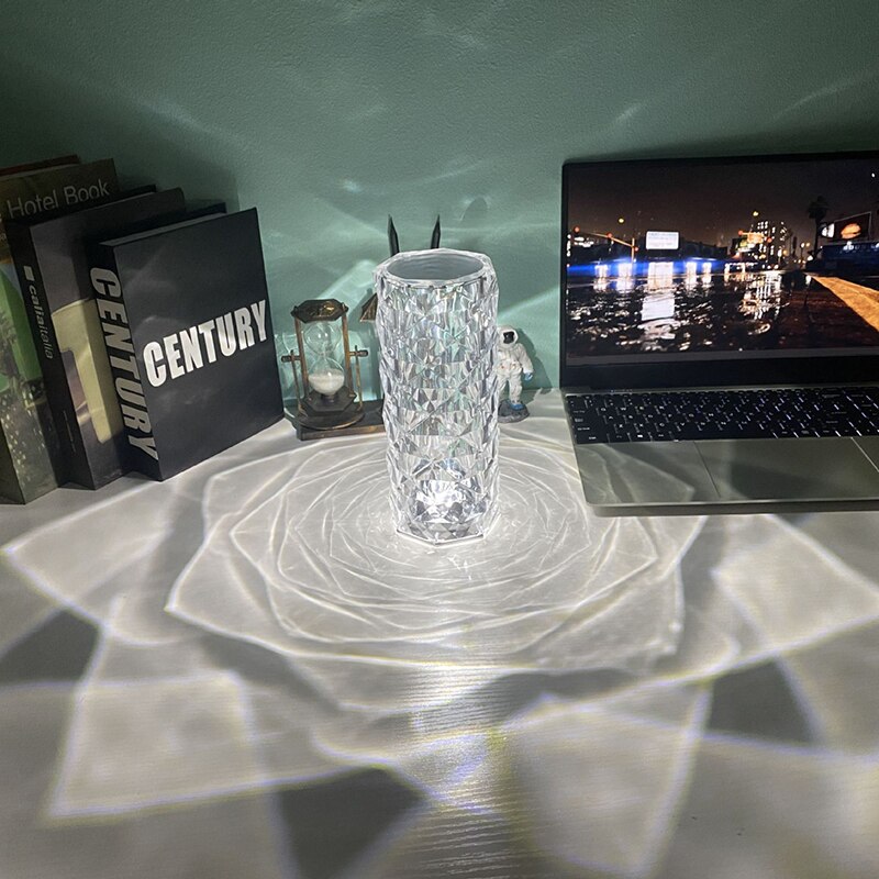 3/16Color Crystal LED Table Lamp Rose Light Projector Adjustable Romantic Diamond Atmosphere Light USB Bedroom Touch Night Light