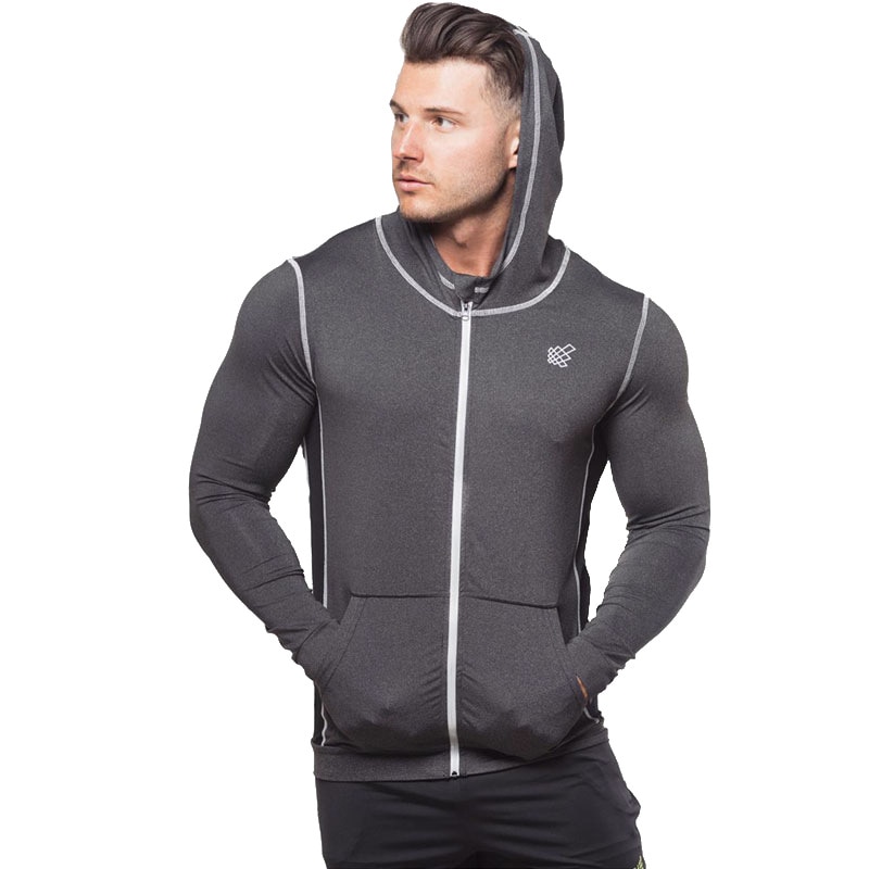 herbst Neue Sport Mit Kapuze Sweatshirt Dünne Schnell trocknend Atmungs Zipper Strickjacke Gym Anzug Mann Pullover und Pullover Jogging