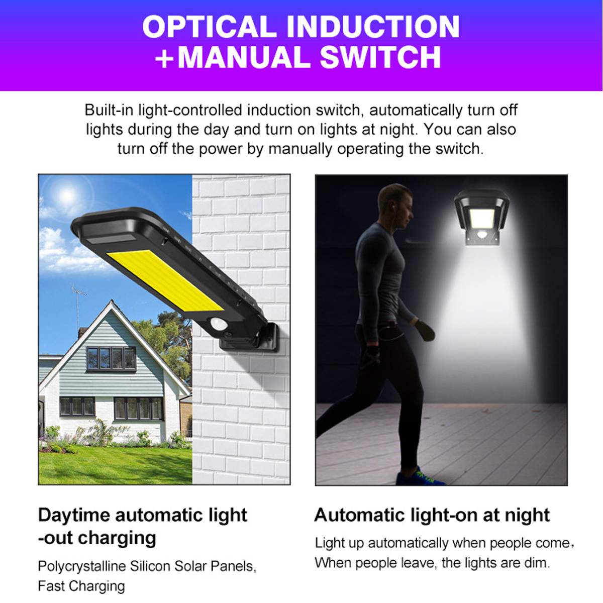 40/60 ledede solgade lys 100/210 cob udendørs belysning sikkerhedslampe bevægelsessensor vandtæt  ip65 hvid / gul væglampe