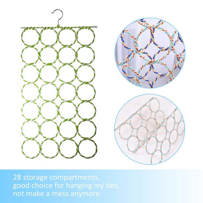 Crestive 12/28-Ring Paper Rattan Hanger Scarf Towel Stand Tie Display Stand Scarf Storage Rack LXX