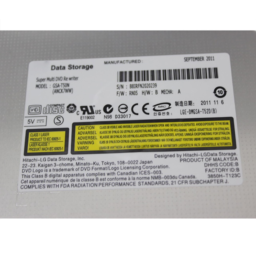 Graveur DVD interne T50N Slim SATA pour ordinateur portable, graveur RW multifonctions à grande vitesse, plateau de chargement, lecteur optique