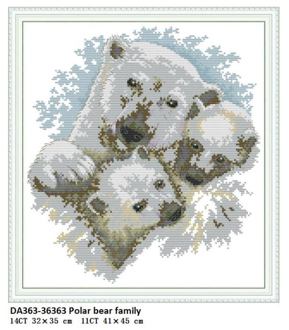Polar Bear and Tiger Patterns Count Printed Canvas Embroidery Needlework Cross stitch kits DIY Handmade Crafts Factory: DA363 / 14CT White Cloth