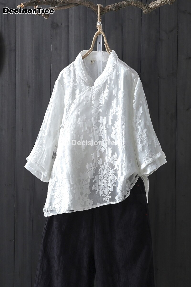 2021 roupas femininas flor bordado topos tang traje camisas estilo chinês tradicional qipao cheongsam blusa para senhora do sexo feminino