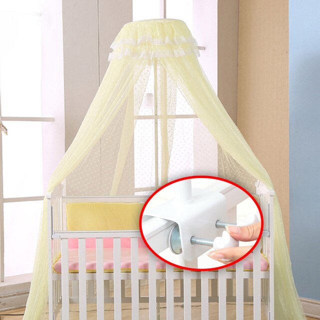 Summer Baby Mosquito Net Mesh Hanging Dome Infant Baby Bed Hanging Tent Portable Toodler presepe baldacchino tende a rete con supporto: Yellow with holder