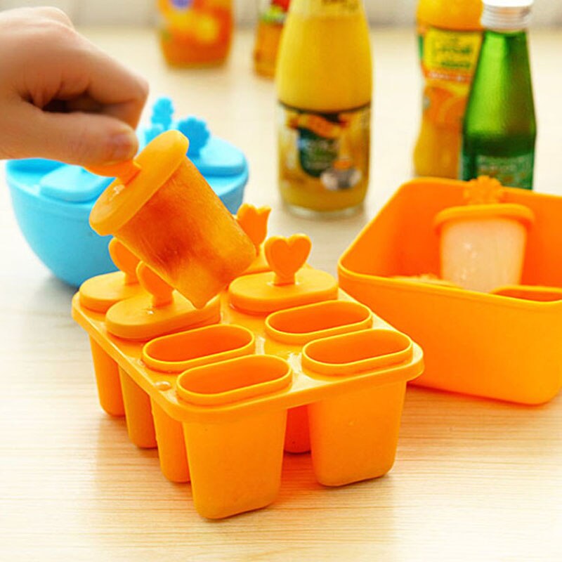 6 zelle DIY Gefrorenes Eis Pop Schimmel Popsicle Hersteller Lutscher Schimmel Tablett Pfanne Küche werkzeuge
