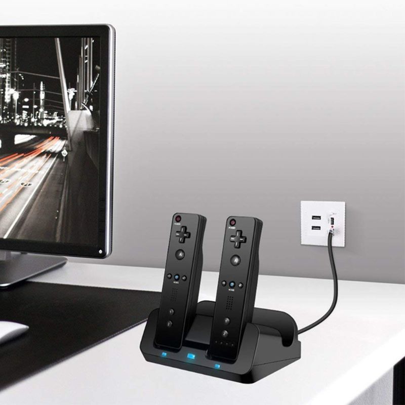 Oplaadstation dockstandaard oplader voor wii afstandsbediening voor wii u gamepad met batterijen en usb oplaadkabel