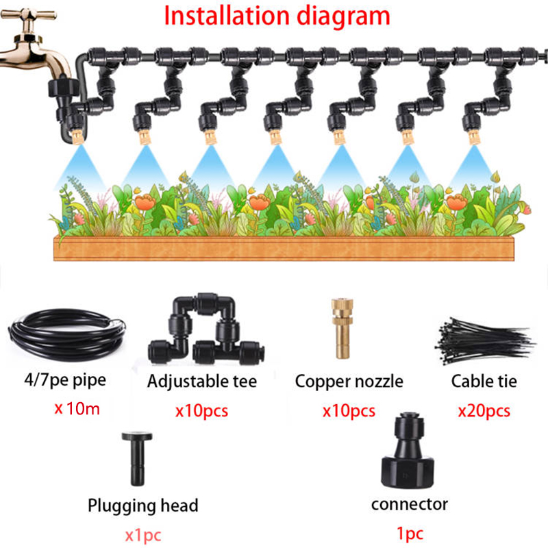 5-20m Garten bewässerungs System Nebel düsen Bewässerungs einstellen Automatisches Sprühnebel-Bewässerungs System mit pe Schlauch anschluss: Marine Blau
