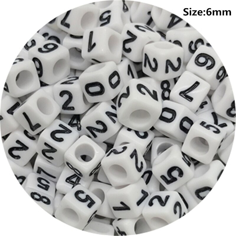 100 stk 7mm blandede 0-9 numre akryl perler nummer spacer perler til smykkefremstilling diy håndlavet armbånd halskæde