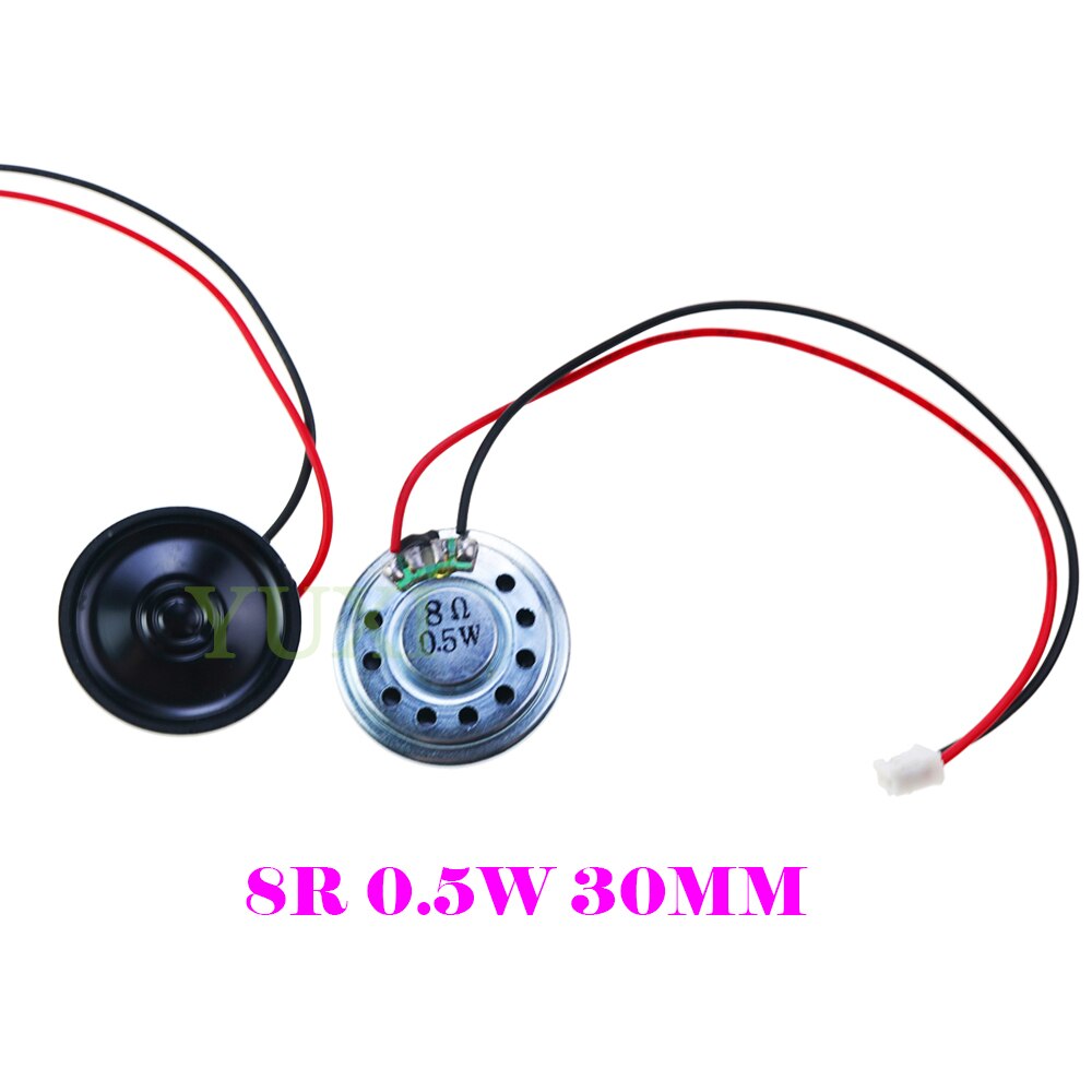 YUXI 1 stücke Ultra-dünne Lautsprecher 8 Ohm 8R 0,5 W Lautsprecher Durchmesser 20mm 23mm 28mm 30mm 36mm 40mm 50mm 57mm Mit P 2,0 Terminal Draht: Blau