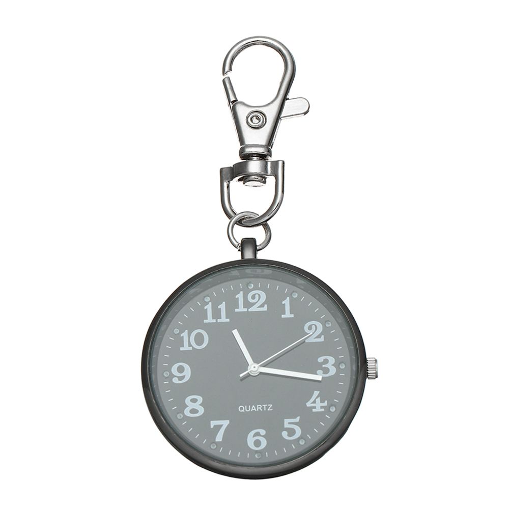 1 stk minimalistisk kvarts lommeur for sykepleier ultratynt åpent ansikt sykepleier klokker bærbar unisex nøkkel spenne anheng klokke: Svart
