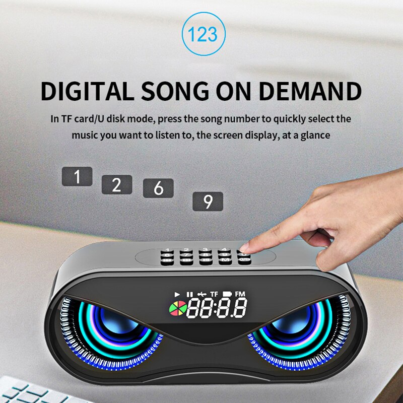 M6 Draagbare Bluetooth Speaker Led Flash Draadloze Soundbar Fm Radio Wekker Tf Card Ondersteuning Selecteer Nummers Door Aantal Cool uil