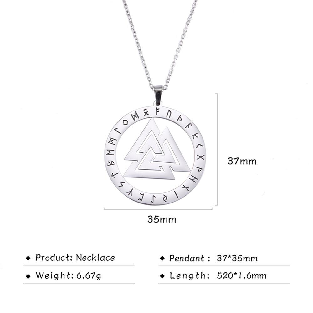 Skyrim Triskelion Nordic Runes Valknut Pendant Necklace Women Men Talisman Amulet Viking Stainless Steel Chain Necklaces Jewelry