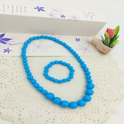 Kleur Strand Resin Kralen Kralen Student Kinderen Ketting Set Lange Ketting Boho: 8