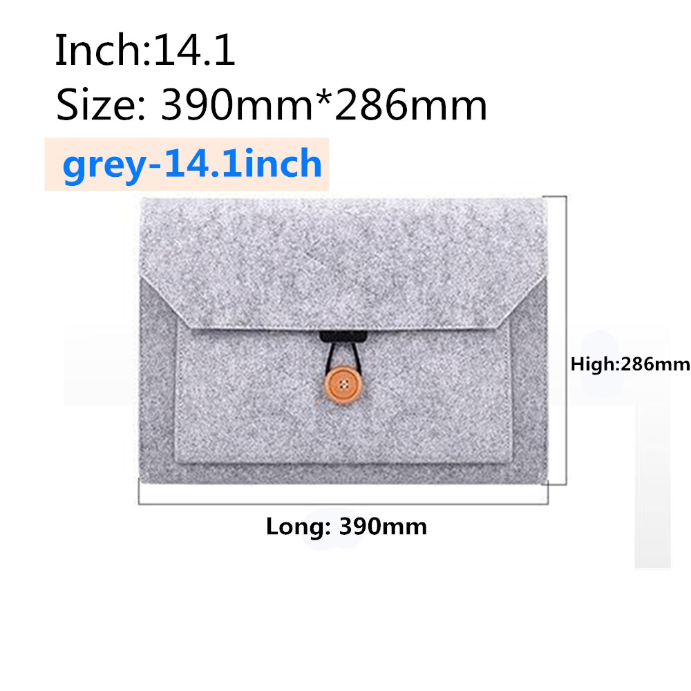 Laptop Protective Case For Apple computer bag Macbook Air Pro 13.3 14.1 15.4 inch Millet Notebook Felt liner bag: grey-14.1inch