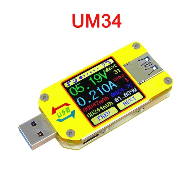 Um34 um34c til app usb 3.0 type-c test voltmeter amperemeter batteriladning mål  e7ca: Um34
