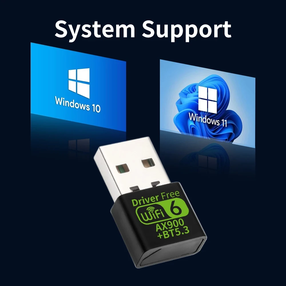 Adattatore USB WiFI 6 da 900 Mbps Scheda di rete wireless Bluetooth 5.3 Driver dual band Dongle USB gratuito per Win 10 11 Accessori per PC