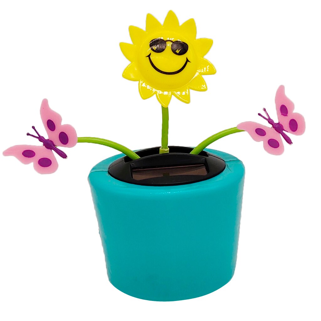 Op zonne-energie werkende bloem, insectenschuddende pop, speelgoed, huisdecoratie, auto, ornament, bloempot, vlinder en zonnebloem