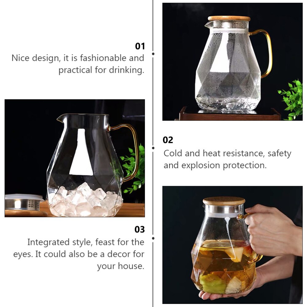 Water Pitcher Beverage Glass Pitcher Heat Resistant Glass Pitcher