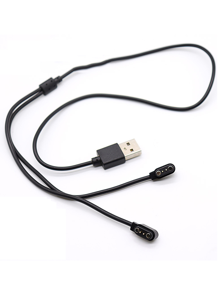 2pin USB Magnetic Charging Cable 2.54 pitch usb to 2 pogo pin Magnetic Charger Cable Male for Smart Watch GT88 G3 KW18 Y3 GT68: 2Pin black 80CM