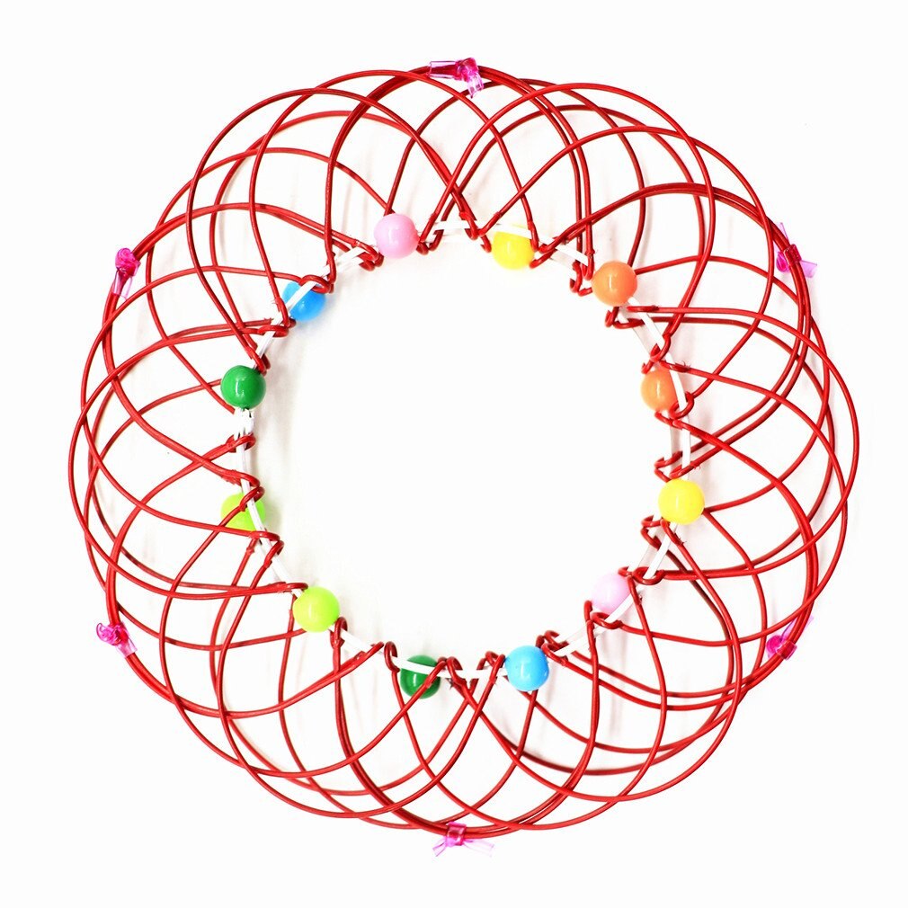 Meerdere Veranderingen Ijzeren Hoepel Ring Speelgoed Kleine Ijzerdraad Cirkel Speelgoed Met Kleur Kralen Honderd Bloem Magic: red