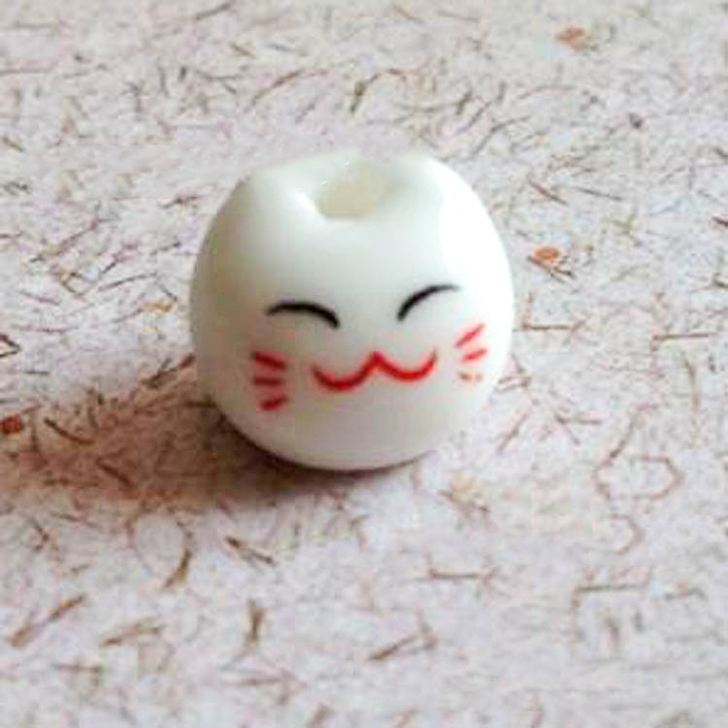 Cuentas de gato de la suerte para pulsera, Material de joyería hecho a mano, accesorios de cerámica pintados a mano, , número 9, 10 Uds., TMT07: Morado