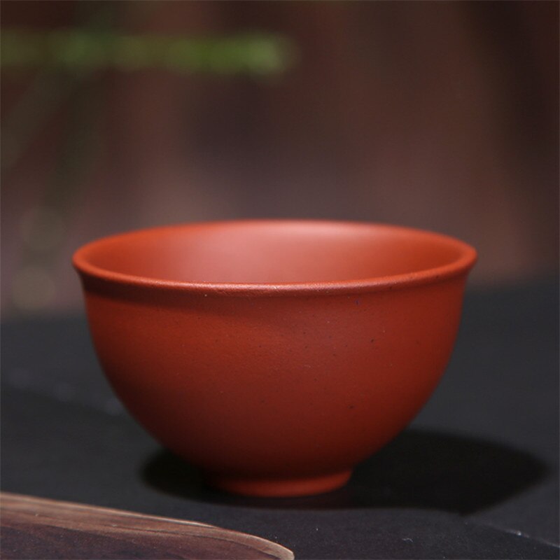 2 stk / sæt yixing rå malm lilla ler tekopper håndlavet keramisk tekop kinesisk kung fu drinkware lille te skål kontor vand krus: Rød l