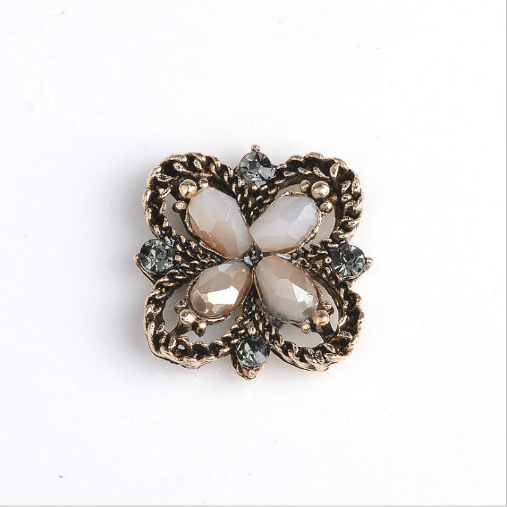 10 st/lot antika guldlegeringsknappar platt bak rhinestone embellishmen knappar gör-det-själv-tillbehör: A